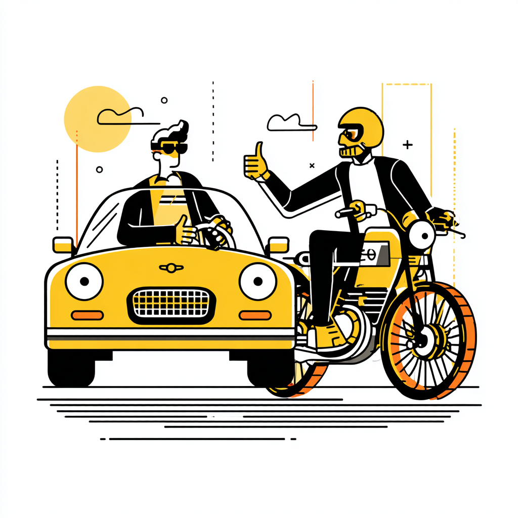 Motociclist și conducător auto